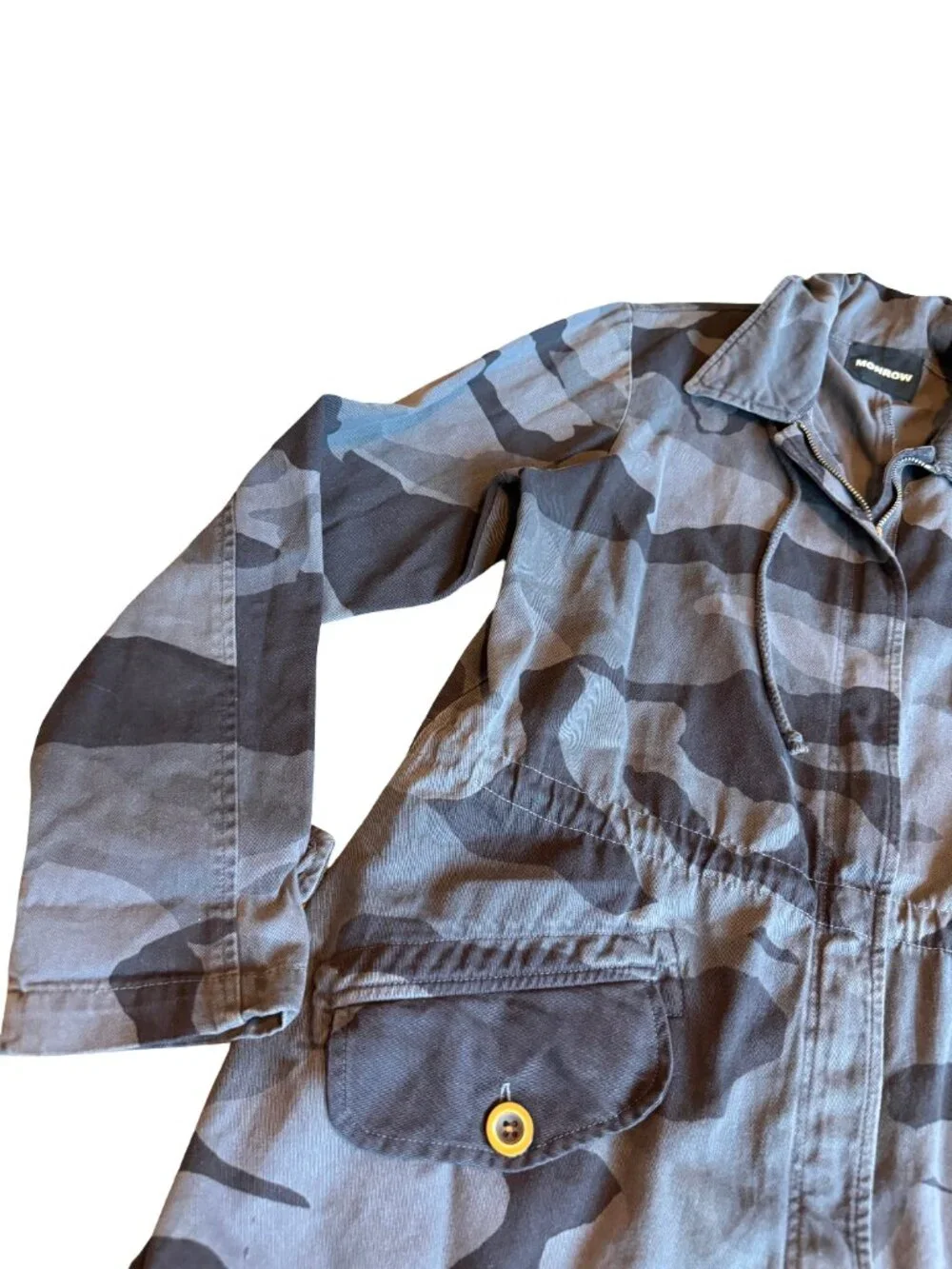 Monrow Black Grey Camo Print Jacket Utility Streetwear 100% Cotton Size Medium